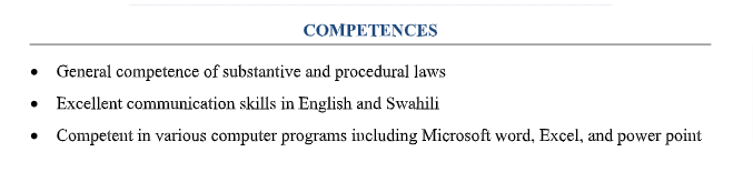 competence in Cv