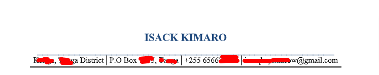 contact details in CV
